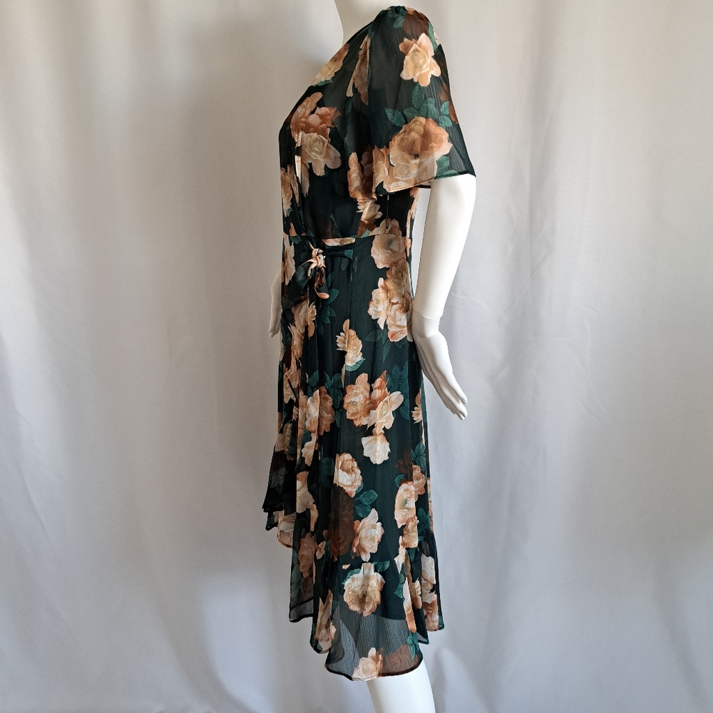 Calvin Klein Floral High-Low Dress - Black and Tan - Picture 9 of 16